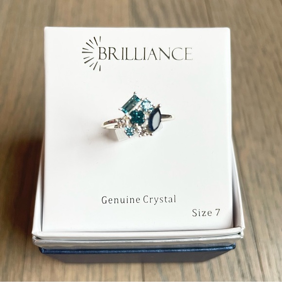 Jewelry - NWT 7, 8 silver and sea blue gem, genuine, crystal rings